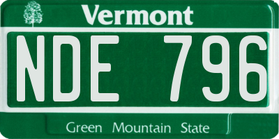 VT license plate NDE796
