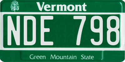 VT license plate NDE798