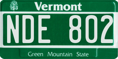 VT license plate NDE802