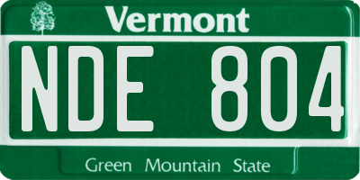 VT license plate NDE804