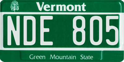 VT license plate NDE805
