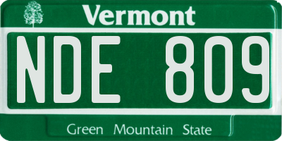 VT license plate NDE809