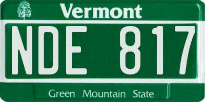 VT license plate NDE817