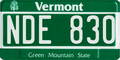 VT license plate NDE830