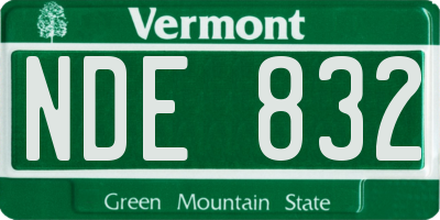VT license plate NDE832