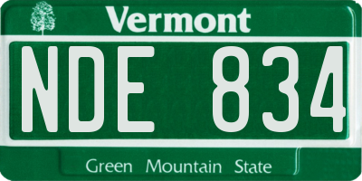 VT license plate NDE834