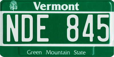 VT license plate NDE845