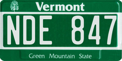 VT license plate NDE847