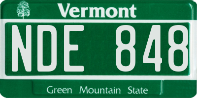 VT license plate NDE848