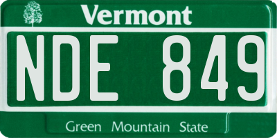 VT license plate NDE849