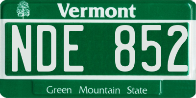 VT license plate NDE852