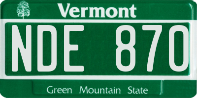 VT license plate NDE870