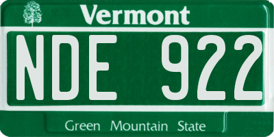 VT license plate NDE922