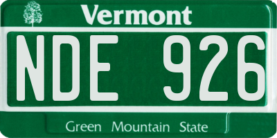 VT license plate NDE926