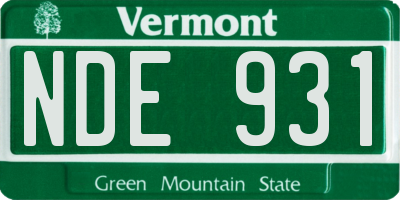 VT license plate NDE931