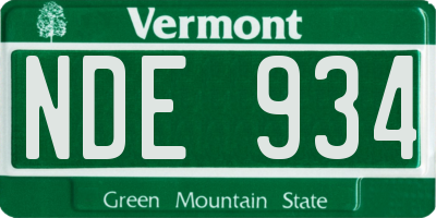 VT license plate NDE934