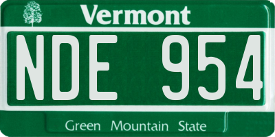 VT license plate NDE954
