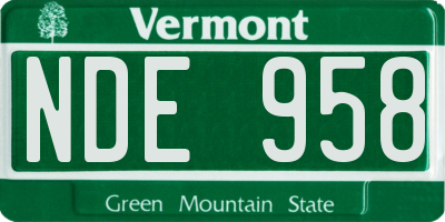 VT license plate NDE958