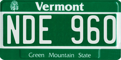 VT license plate NDE960