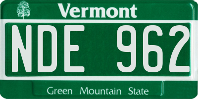 VT license plate NDE962