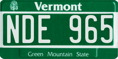 VT license plate NDE965