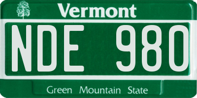 VT license plate NDE980