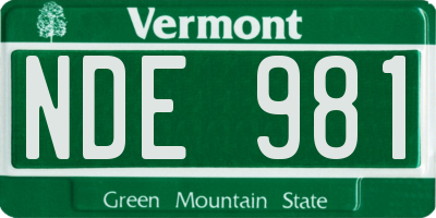 VT license plate NDE981