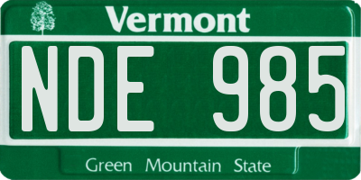 VT license plate NDE985