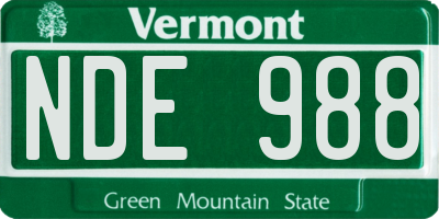 VT license plate NDE988