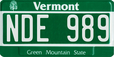 VT license plate NDE989