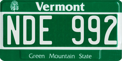 VT license plate NDE992