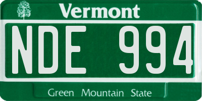 VT license plate NDE994
