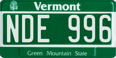 VT license plate NDE996