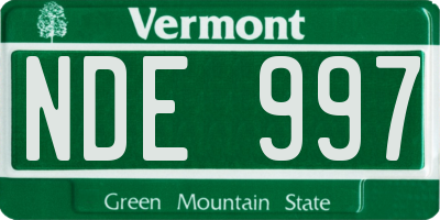 VT license plate NDE997