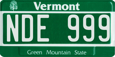 VT license plate NDE999