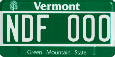 VT license plate NDF000