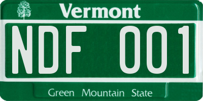 VT license plate NDF001
