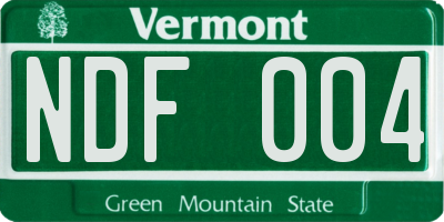 VT license plate NDF004