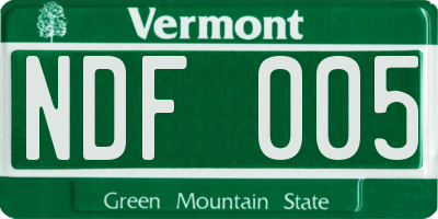 VT license plate NDF005