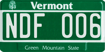 VT license plate NDF006