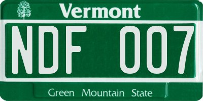 VT license plate NDF007