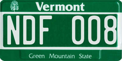 VT license plate NDF008