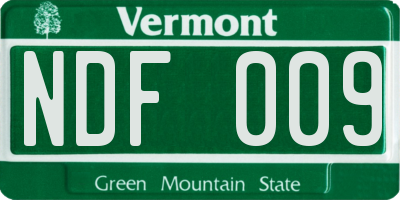 VT license plate NDF009