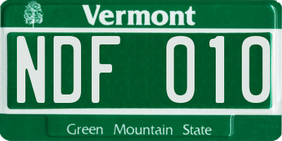 VT license plate NDF010