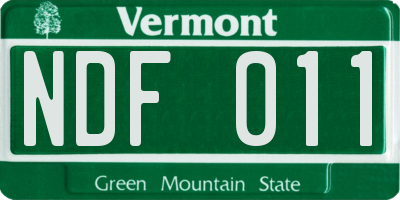 VT license plate NDF011