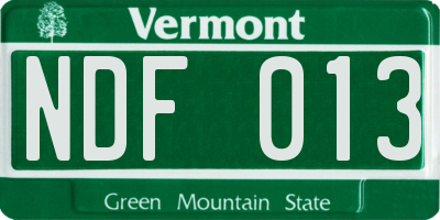 VT license plate NDF013