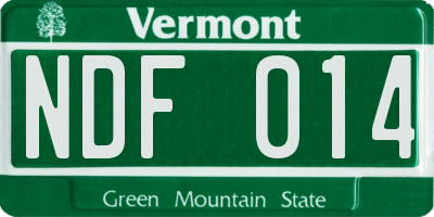VT license plate NDF014