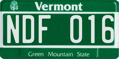 VT license plate NDF016