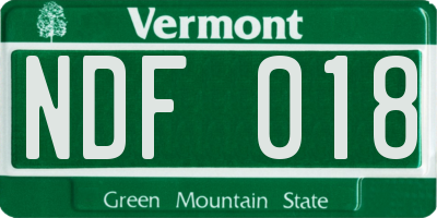 VT license plate NDF018