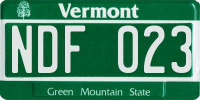 VT license plate NDF023